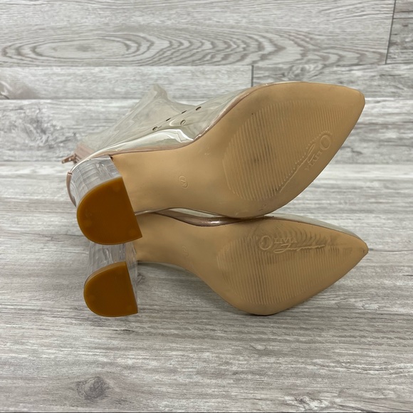 Trendy New Womens Pointed Toes High Heels Transparent Zip Ankle Boots Clubwear - Picture 7 of 8